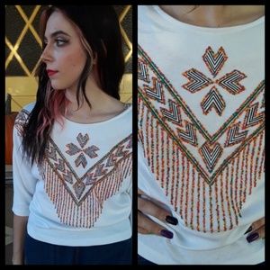 Beautiful vtg 80s Sheplers beaded top!